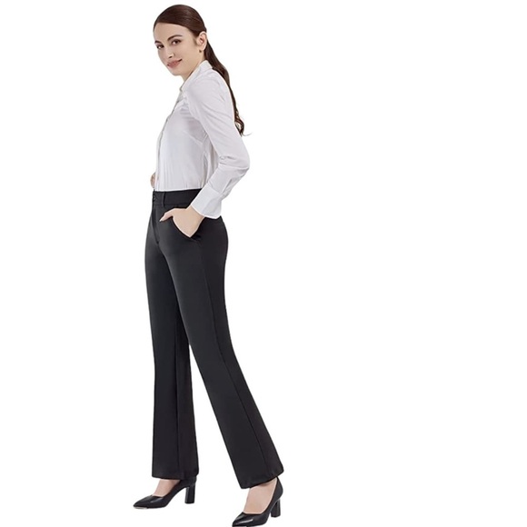 BAMANS Relaxed Fit Black Trousers Stretch Hi-Waist Straight Leg WomensXX-… - Picture 6 of 12